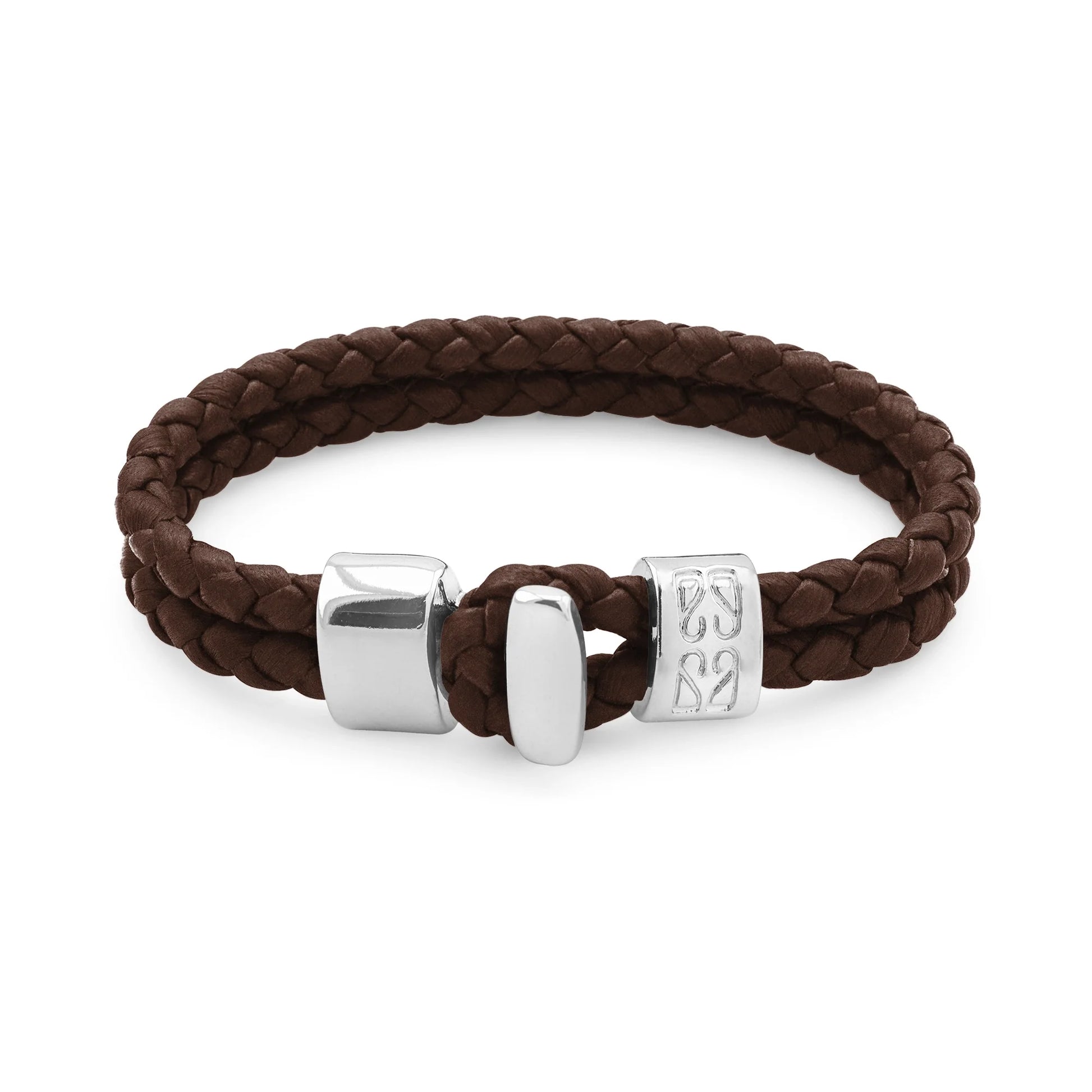 Pulsera en baño de Rodio, Broche de botón, Piel natural de Borrego - Joyería y bisutería fina