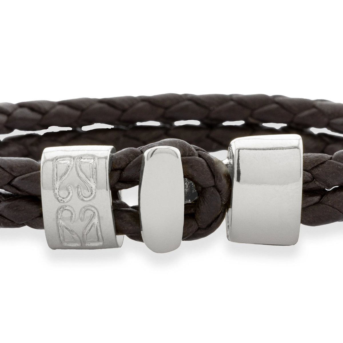 Pulsera en baño de Rodio, Broche de botón, Piel natural de Borrego - Joyería y bisutería fina