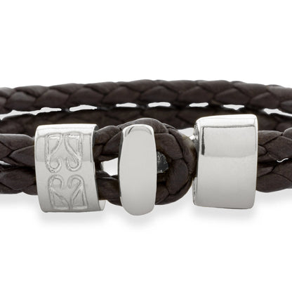 Pulsera en baño de Rodio, Broche de botón, Piel natural de Borrego - Joyería y bisutería fina