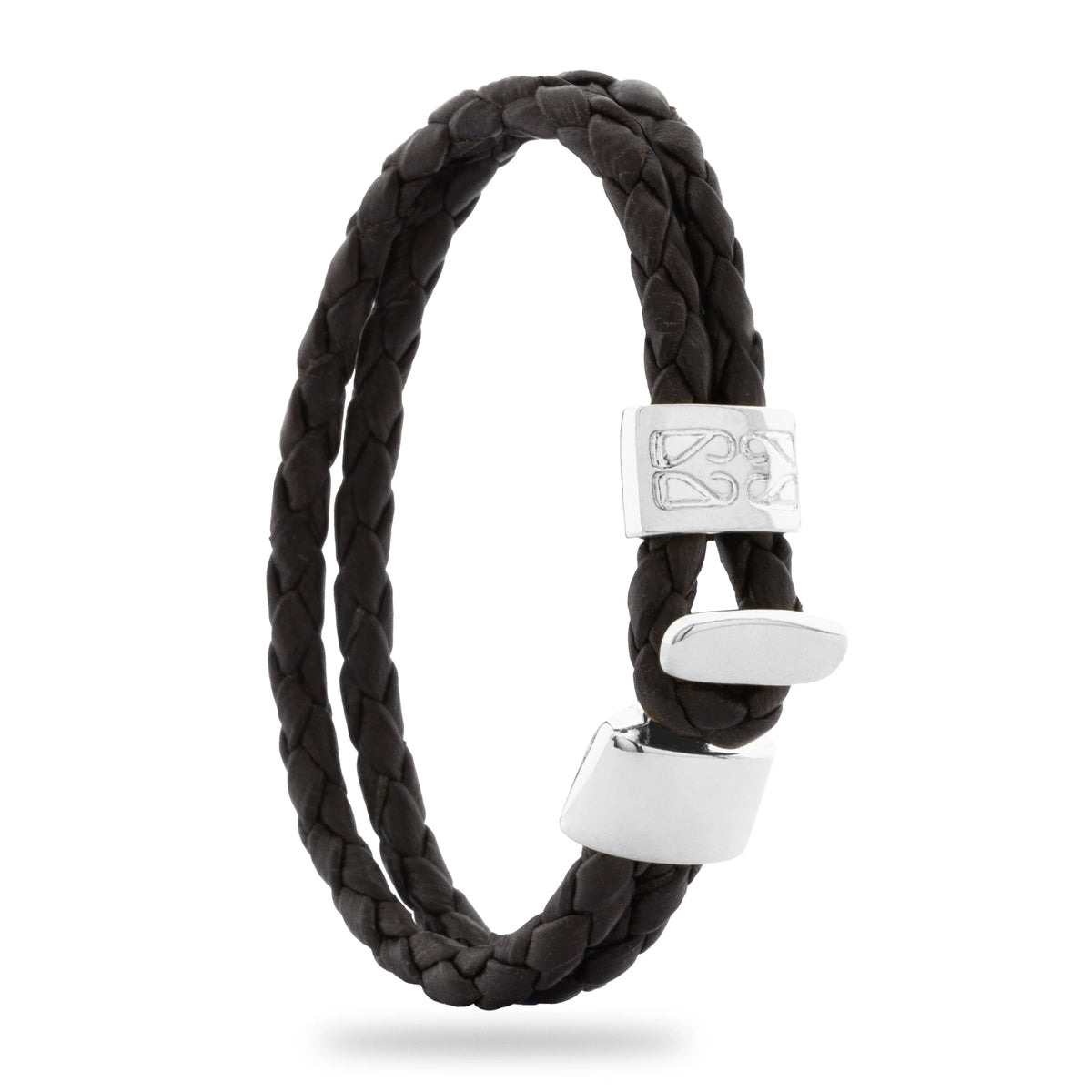 Pulsera en baño de Rodio, Broche de botón, Piel natural de Borrego - Joyería y bisutería fina