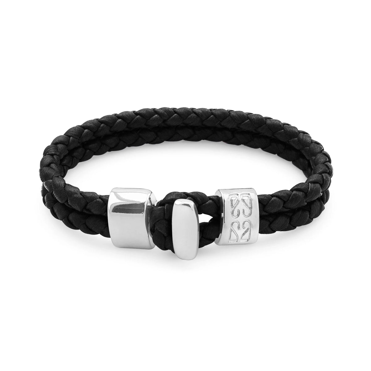 Pulsera en baño de Rodio, Broche de botón, Piel natural de Borrego - Joyería y bisutería fina