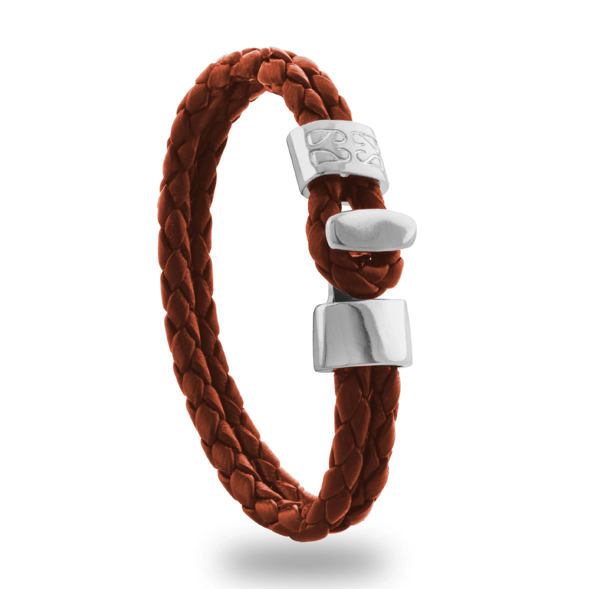 Pulsera en baño de Rodio, Broche de botón, Piel natural de Borrego - Joyería y bisutería fina
