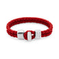 Pulsera en baño de Rodio, Broche de botón, Piel natural de Borrego - Joyería y bisutería fina