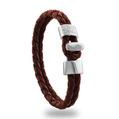 Pulsera en baño de Rodio, Broche de botón, Piel natural de Borrego - Joyería y bisutería fina