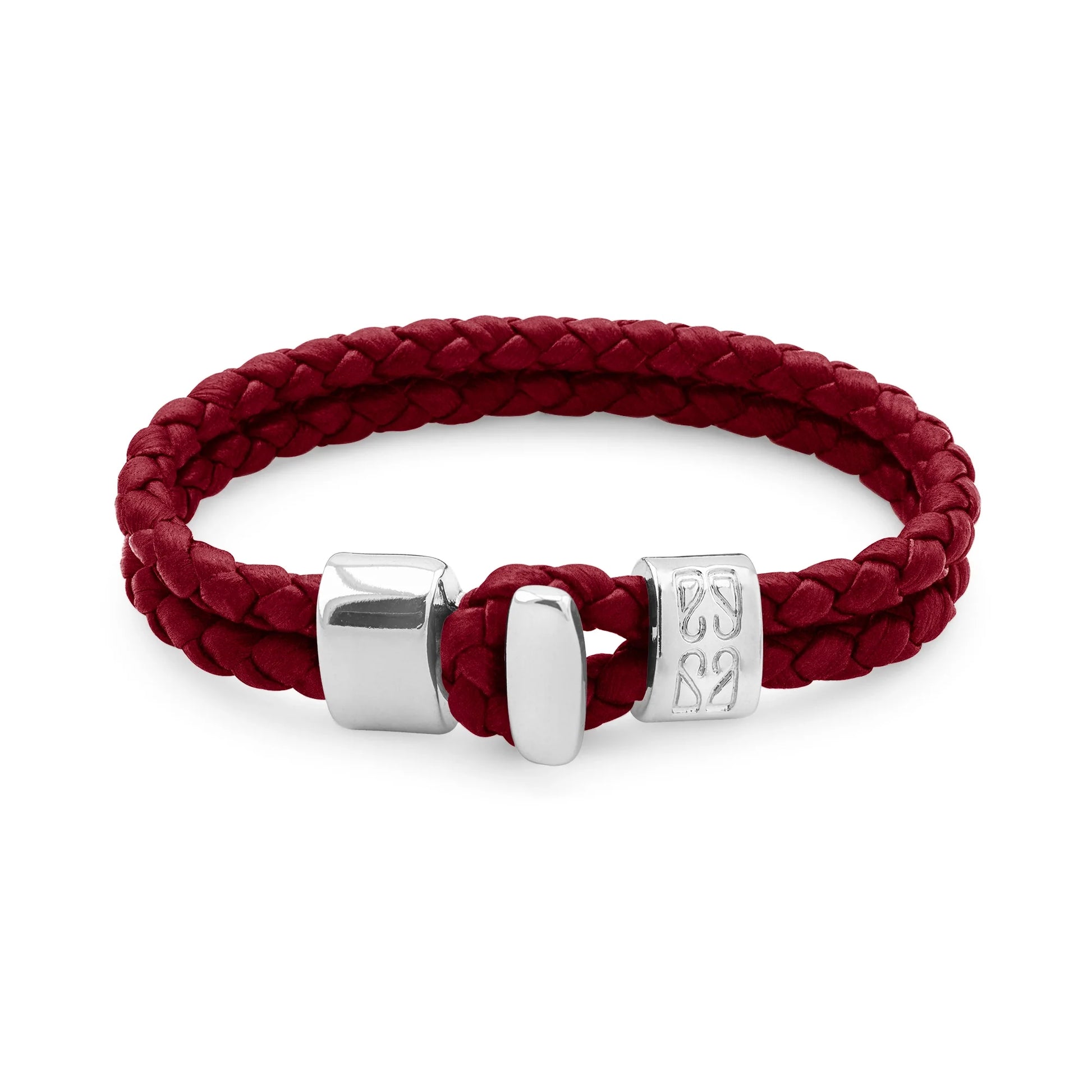 Pulsera en baño de Rodio, Broche de botón, Piel natural de Borrego - Joyería y bisutería fina