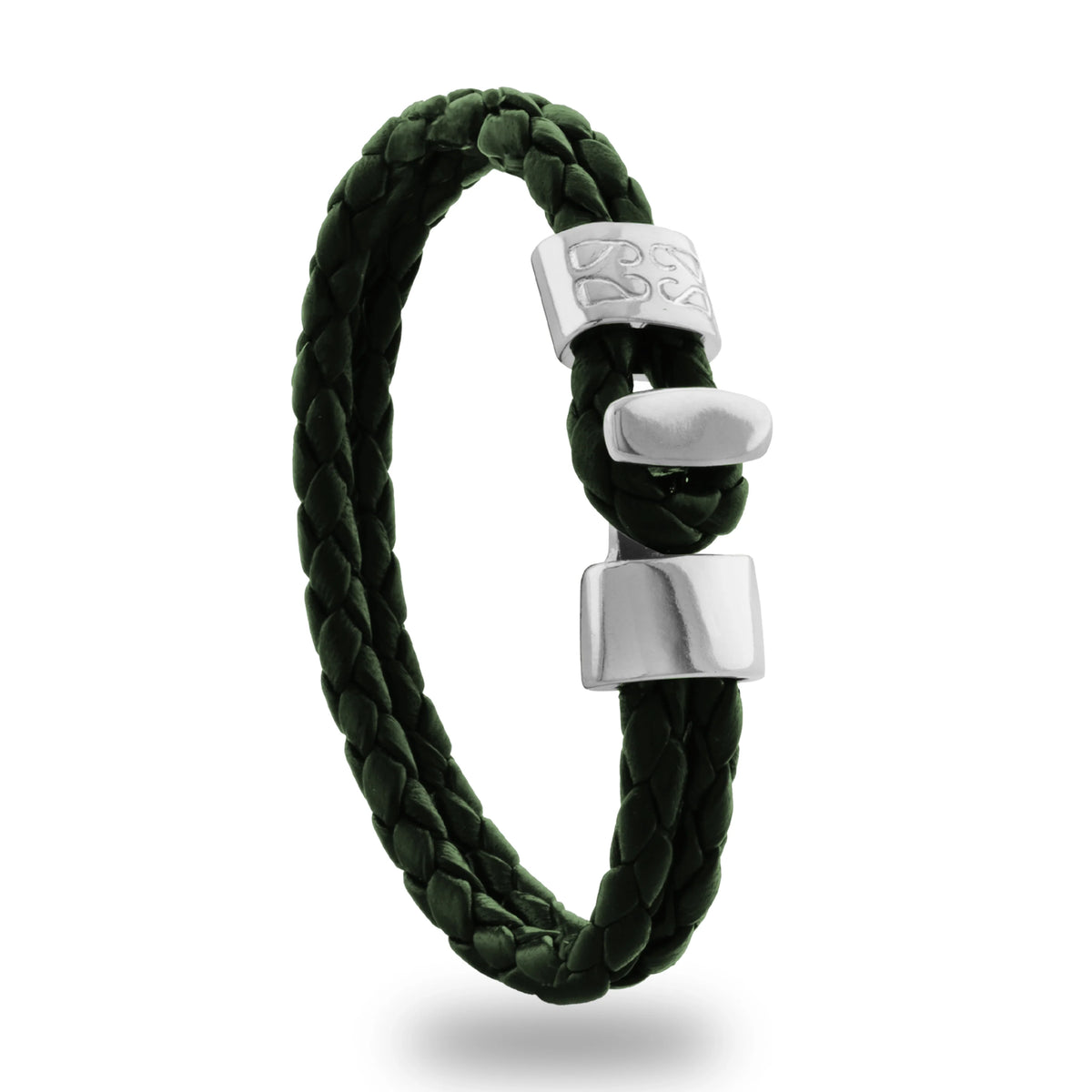 Pulsera en baño de Rodio, Broche de botón, Piel natural de Borrego - Joyería y bisutería fina