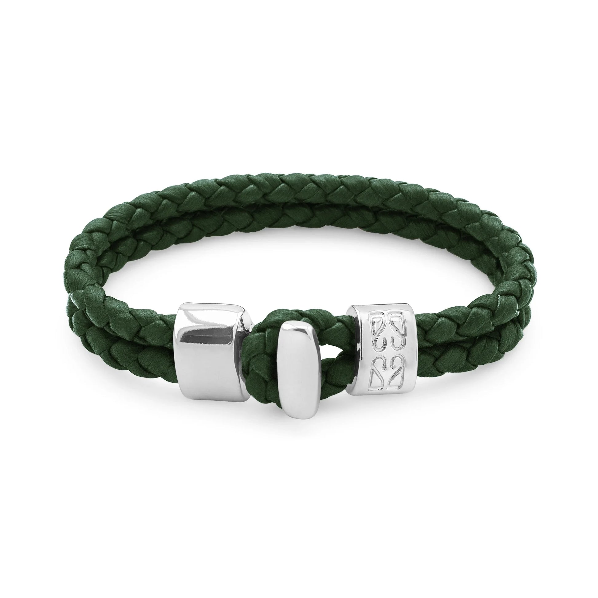 Pulsera en baño de Rodio, Broche de botón, Piel natural de Borrego - Joyería y bisutería fina