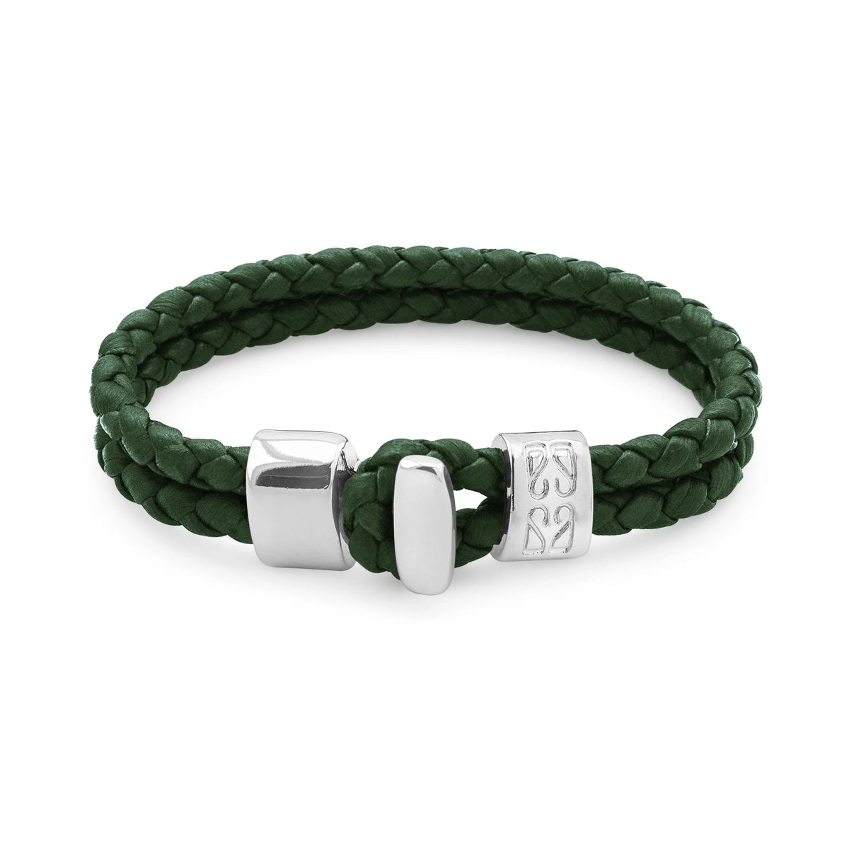 Pulsera en baño de Rodio, Broche de botón, Piel natural de Borrego - Joyería y bisutería fina