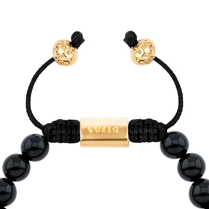 Pulsera con piedras naturales de 8mm, con cuenta central con mantras en baño de oro 22K - Joyería y bisutería fina