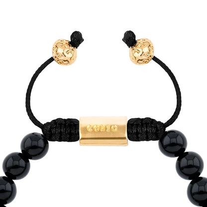 Pulsera con piedras naturales de 8mm, con cuenta central con mantras en baño de oro 22K - Joyería y bisutería fina