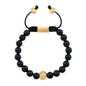 Pulsera con piedras naturales de 8mm, con cuenta central con mantras en baño de oro 22K - Joyería y bisutería fina