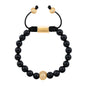 Pulsera con piedras naturales de 8mm, con cuenta central con mantras en baño de oro 22K - Joyería y bisutería fina