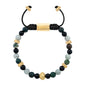 Pulsera baño de oro 22K, Cuentas central con mantra, piedras naturales de 6mm - Joyería y bisutería fina