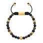 Pulsera baño de oro 22K, Cuentas central con mantra, piedras naturales de 6mm - Joyería y bisutería fina