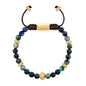 Pulsera baño de oro 22K, Cuentas central con mantra, piedras naturales de 6mm - Joyería y bisutería fina