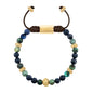 Pulsera baño de oro 22K, Cuentas central con mantra, piedras naturales de 6mm - Joyería y bisutería fina