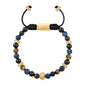 Pulsera baño de oro 22K, Cuentas central con mantra, piedras naturales de 6mm - Joyería y bisutería fina