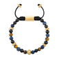 Pulsera baño de oro 22K, Cuentas central con mantra, piedras naturales de 6mm - Joyería y bisutería fina