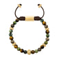 Pulsera baño de oro 22K, Cuentas central con mantra, piedras naturales de 6mm - Joyería y bisutería fina