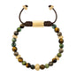 Pulsera baño de oro 22K, Cuentas central con mantra, piedras naturales de 6mm - Joyería y bisutería fina