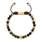 Pulsera baño de oro 22K, Cuentas central con mantra, piedras naturales de 6mm - Joyería y bisutería fina