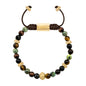 Pulsera baño de oro 22K, Cuentas central con mantra, piedras naturales de 6mm - Joyería y bisutería fina