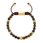 Pulsera baño de oro 22K, Cuentas central con mantra, piedras naturales de 6mm - Joyería y bisutería fina