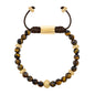 Pulsera baño de oro 22K, Cuentas central con mantra, piedras naturales de 6mm - Joyería y bisutería fina