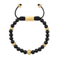Pulsera baño de oro 22K, Cuentas central con mantra, piedras naturales de 6mm - Joyería y bisutería fina