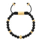 Pulsera baño de oro 22K, Cuentas central con mantra, piedras naturales de 6mm - Joyería y bisutería fina