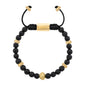 Pulsera baño de oro 22K, Cuentas central con mantra, piedras naturales de 6mm - Joyería y bisutería fina