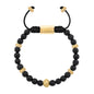 Pulsera baño de oro 22K, Cuentas central con mantra, piedras naturales de 6mm - Joyería y bisutería fina