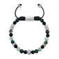 Pulsera Rodio, Cuentas central con mantra, piedras naturales de 6mm - Joyería y bisutería fina