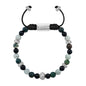 Pulsera Rodio, Cuentas central con mantra, piedras naturales de 6mm - Joyería y bisutería fina
