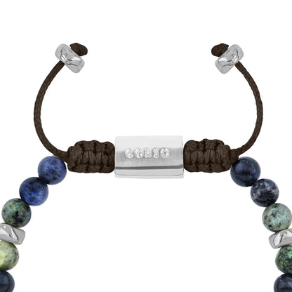 Pulsera Rodio, Cuentas central con mantra, piedras naturales de 6mm - Joyería y bisutería fina