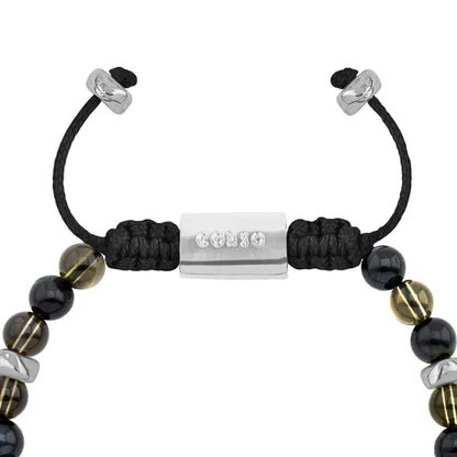 Pulsera Rodio, Cuentas central con mantra, piedras naturales de 6mm - Joyería y bisutería fina