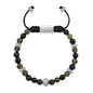 Pulsera Rodio, Cuentas central con mantra, piedras naturales de 6mm - Joyería y bisutería fina
