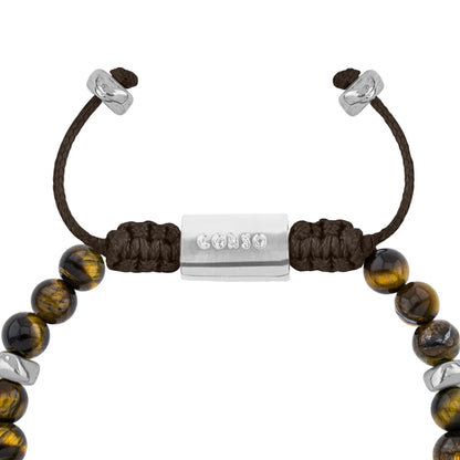 Pulsera Rodio, Cuentas central con mantra, piedras naturales de 6mm - Joyería y bisutería fina