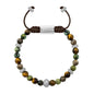 Pulsera Rodio, Cuentas central con mantra, piedras naturales de 6mm - Joyería y bisutería fina