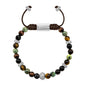 Pulsera Rodio, Cuentas central con mantra, piedras naturales de 6mm - Joyería y bisutería fina