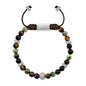 Pulsera Rodio, Cuentas central con mantra, piedras naturales de 6mm - Joyería y bisutería fina