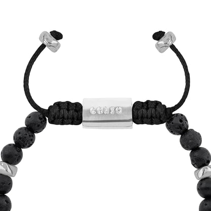 Pulsera Rodio, Cuentas central con mantra, piedras naturales de 6mm - Joyería y bisutería fina