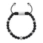 Pulsera Rodio, Cuentas central con mantra, piedras naturales de 6mm - Joyería y bisutería fina