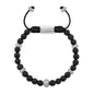 Pulsera Rodio, Cuentas central con mantra, piedras naturales de 6mm - Joyería y bisutería fina