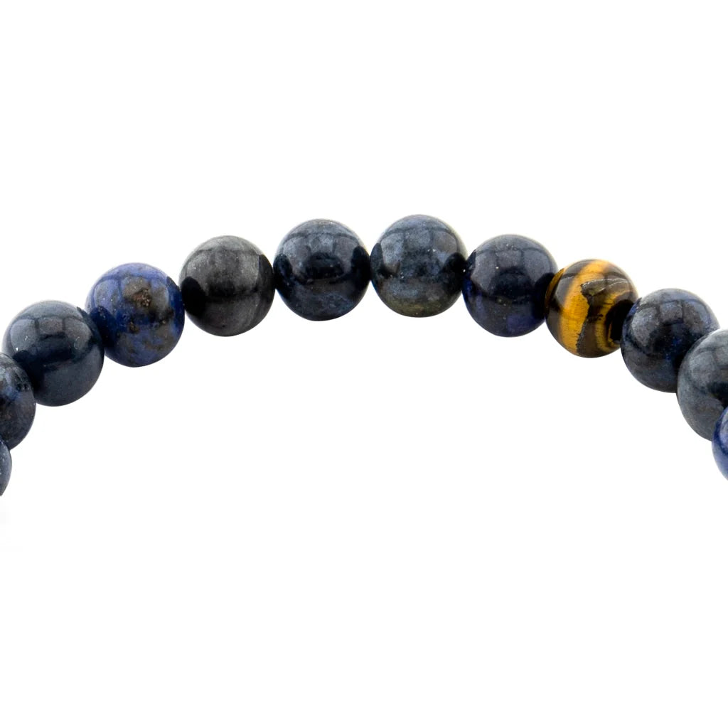 Pulsera con piedras 8mm, con broche en baño de oro de 22K - Joyería y bisutería fina