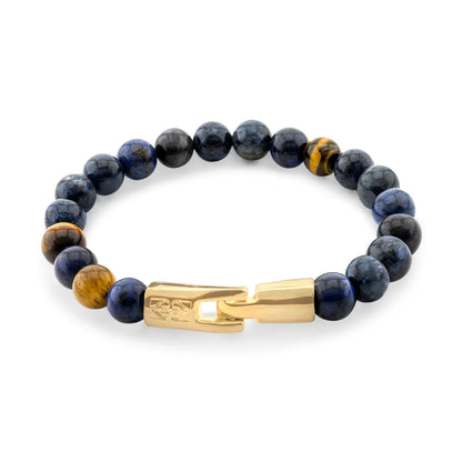 Pulsera con piedras 8mm, con broche en baño de oro de 22K - Joyería y bisutería fina