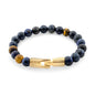 Pulsera con piedras 8mm, con broche en baño de oro de 22K - Joyería y bisutería fina