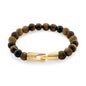 Pulsera con piedras 8mm, con broche en baño de oro de 22K - Joyería y bisutería fina