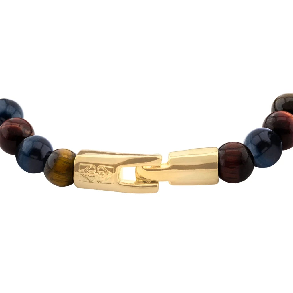 Pulsera con piedras 8mm, con broche en baño de oro de 22K - Joyería y bisutería fina