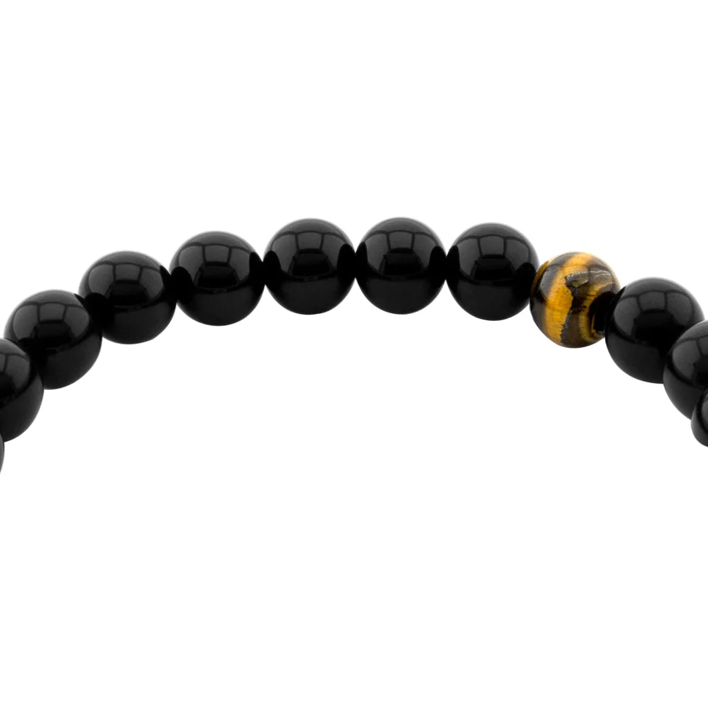 Pulsera con piedras 8mm, con broche en baño de oro de 22K - Joyería y bisutería fina